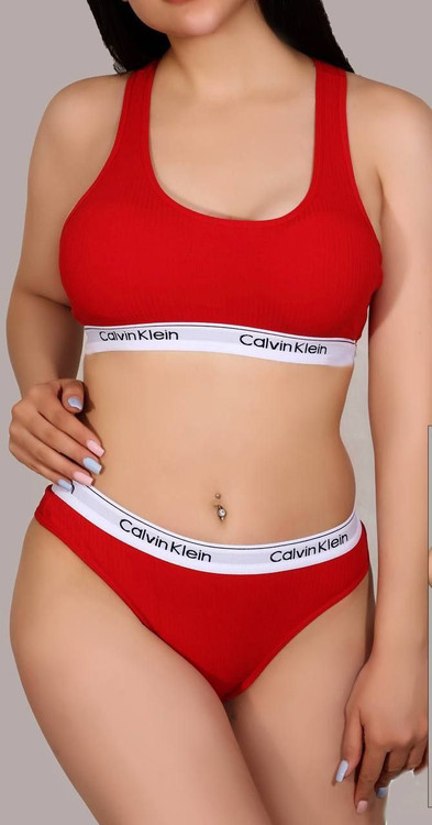 نیم تنه و شورت کبریتی زنانه کالوین کلاین EMA قرمز